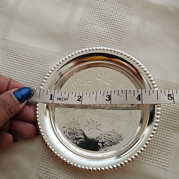 Happy Anniversary Pack Of 3 Small Steel Tray Silver 4.5" - Picture 5 of 16